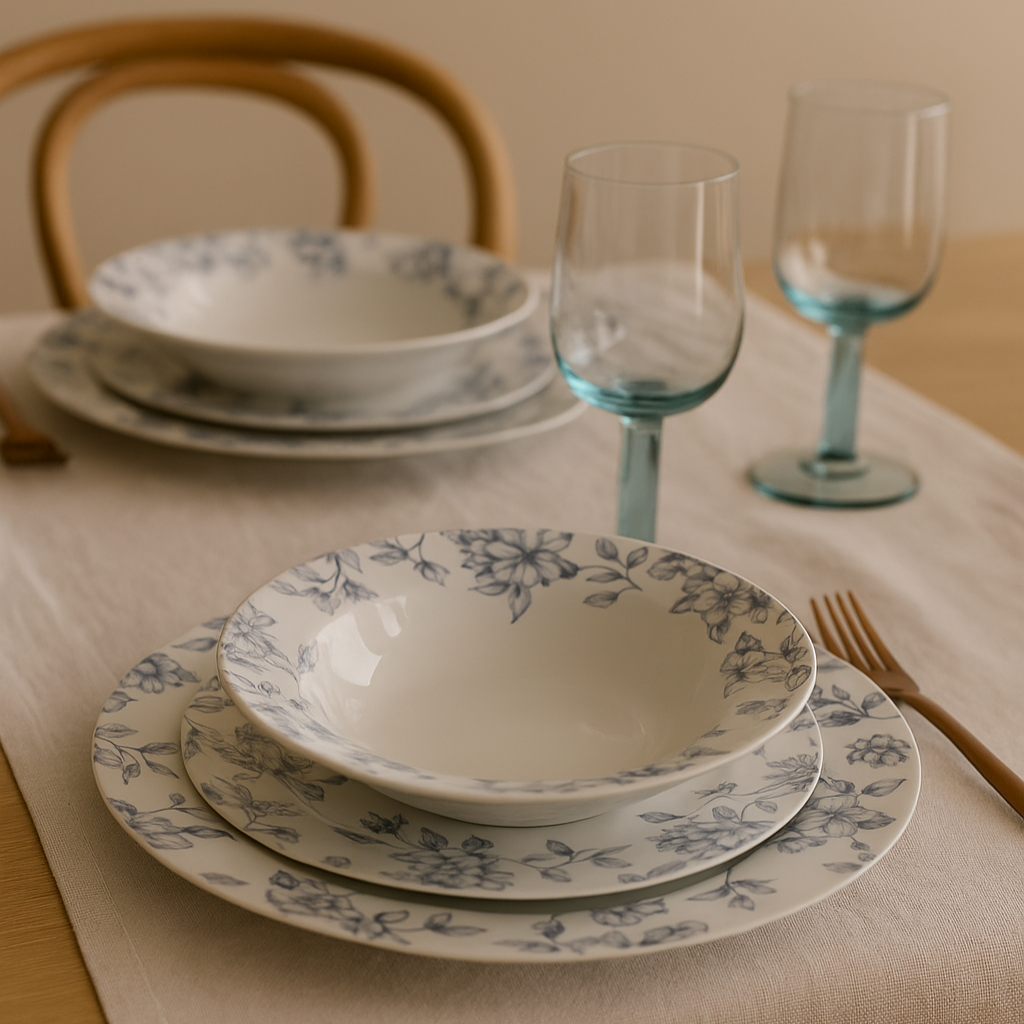 Service de vaisselle porcelaine florale EDELIS