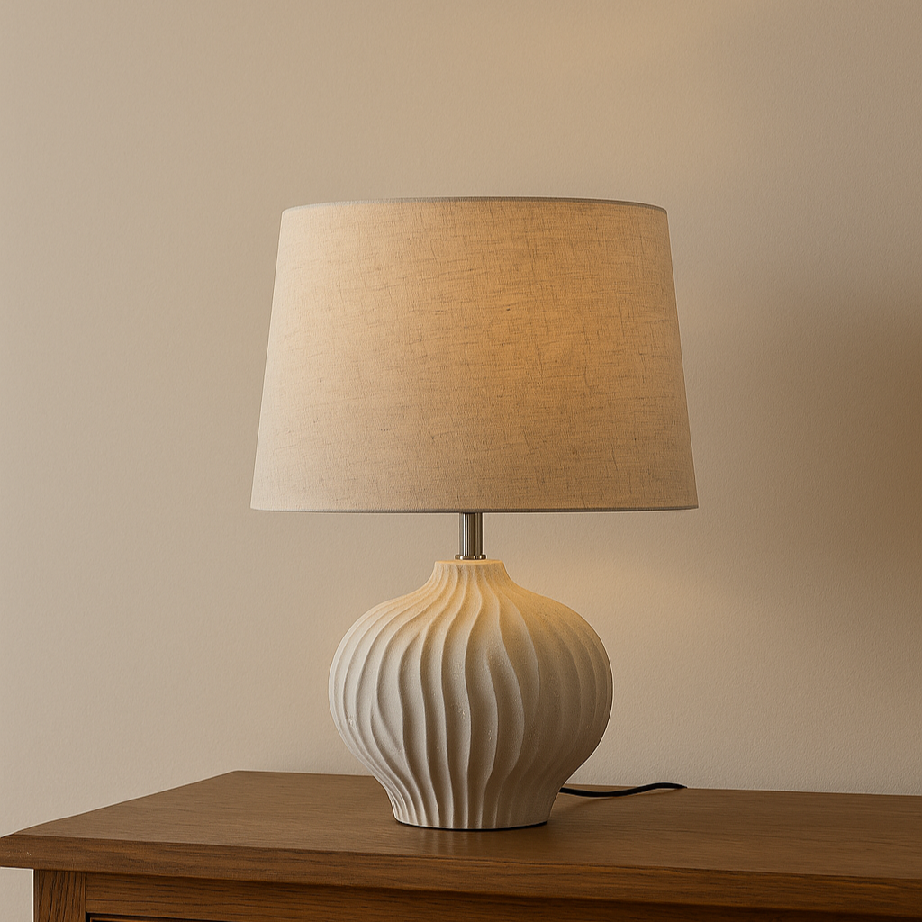 Lampe au pied ondulé beige ANIA
