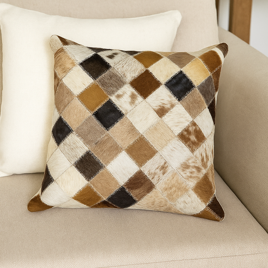 Coussin patchwork animalier