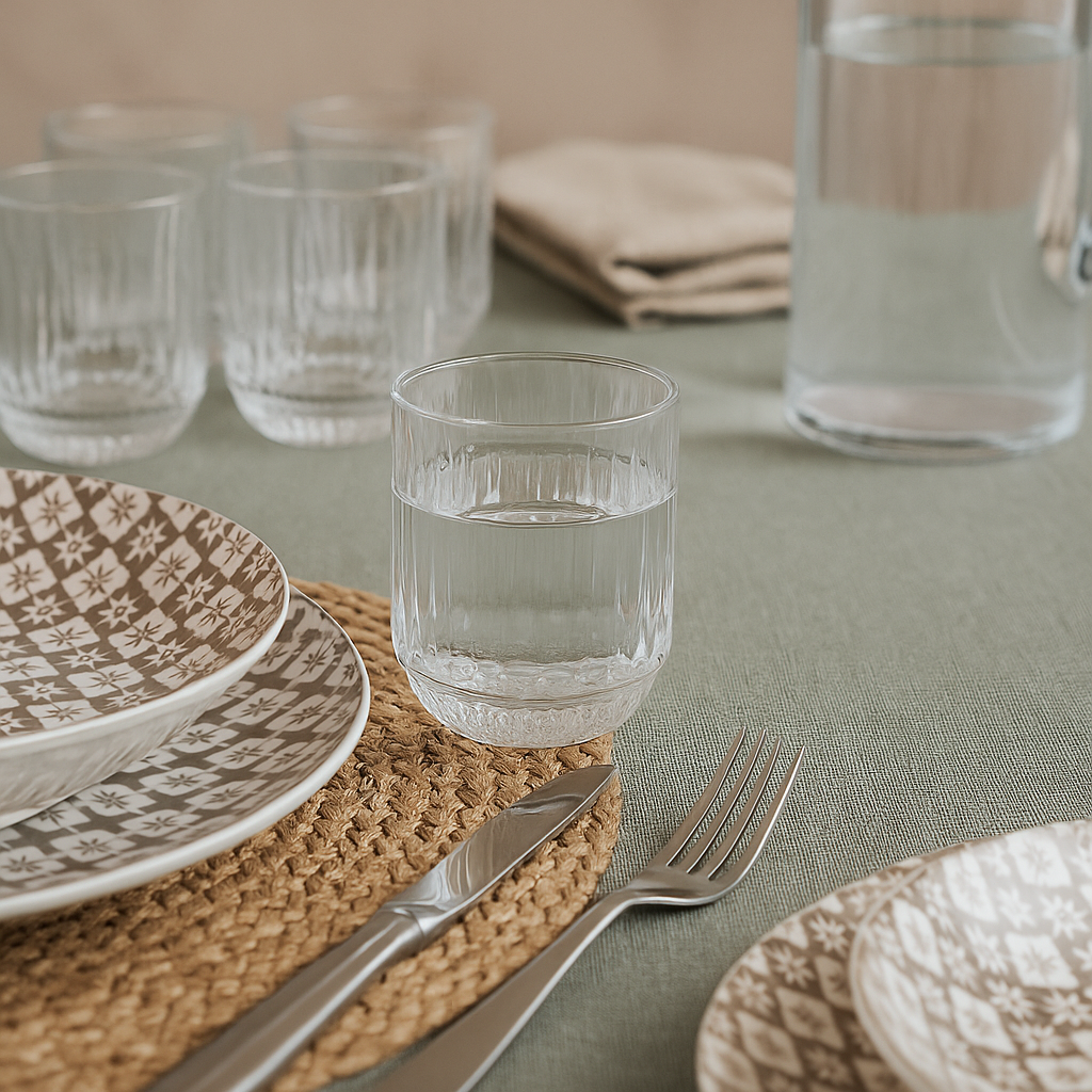 Set de 6 verres transparents rainurés Sophia