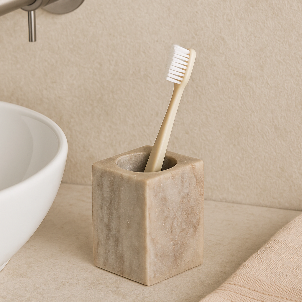 Support à brosse à dents en marbre beige
