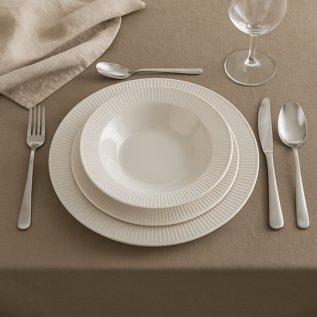 Service d’assiettes en porcelaine blanche (18 pièces)