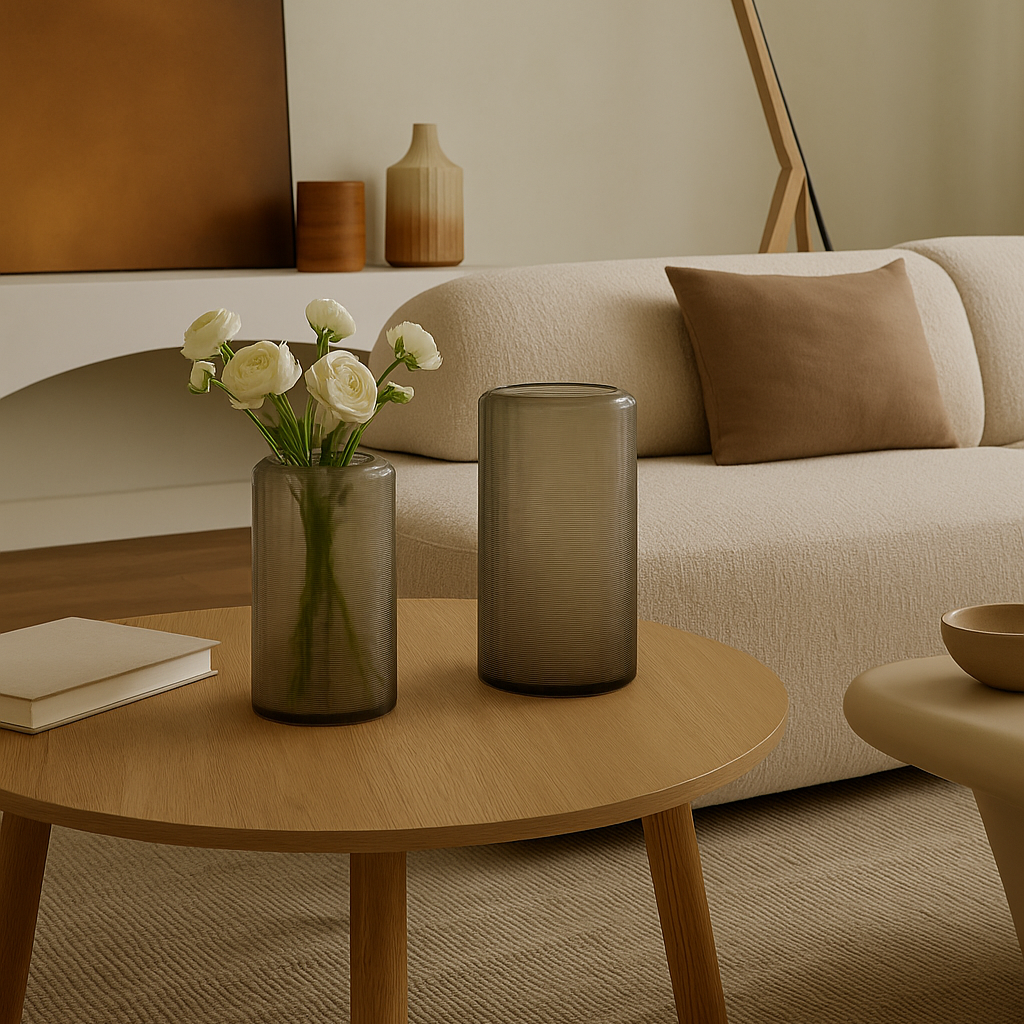 Vase nervure fumé gris MILO