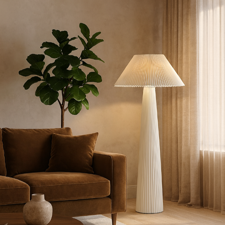 Lampadaire plissé crème CONSTANCE