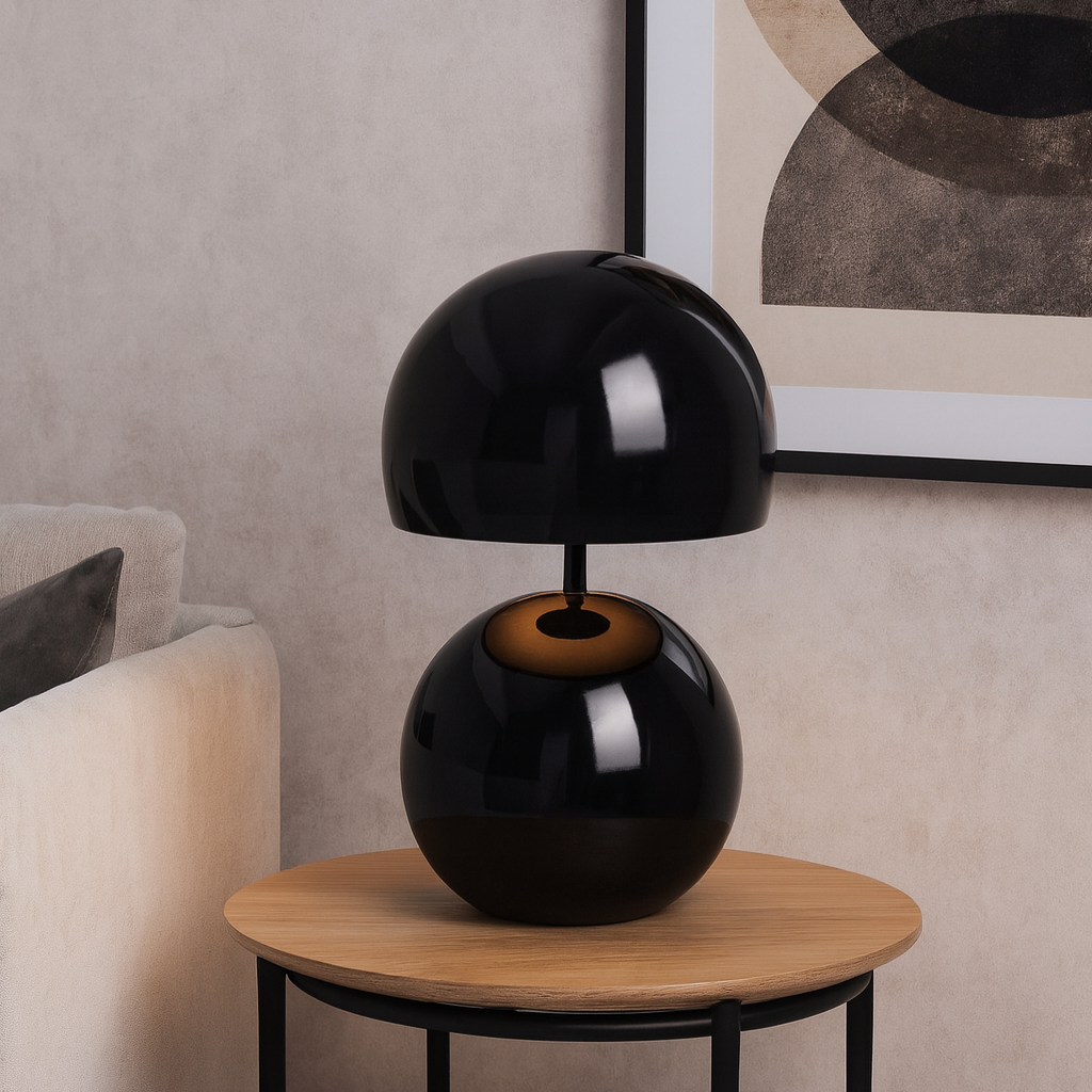 Lampe de table noire design en métal