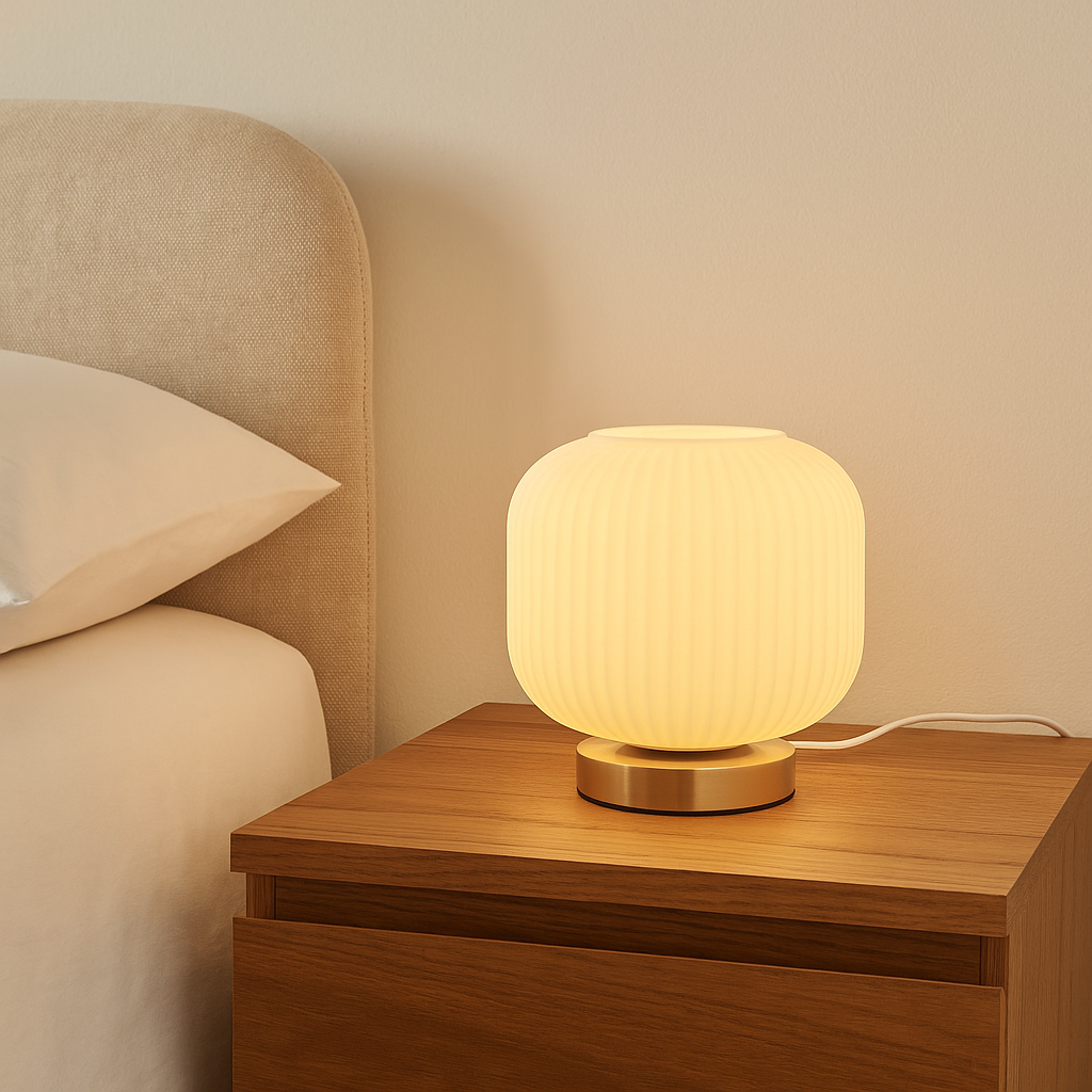 Lampe en verre nervuré & base laiton ASTRÉE