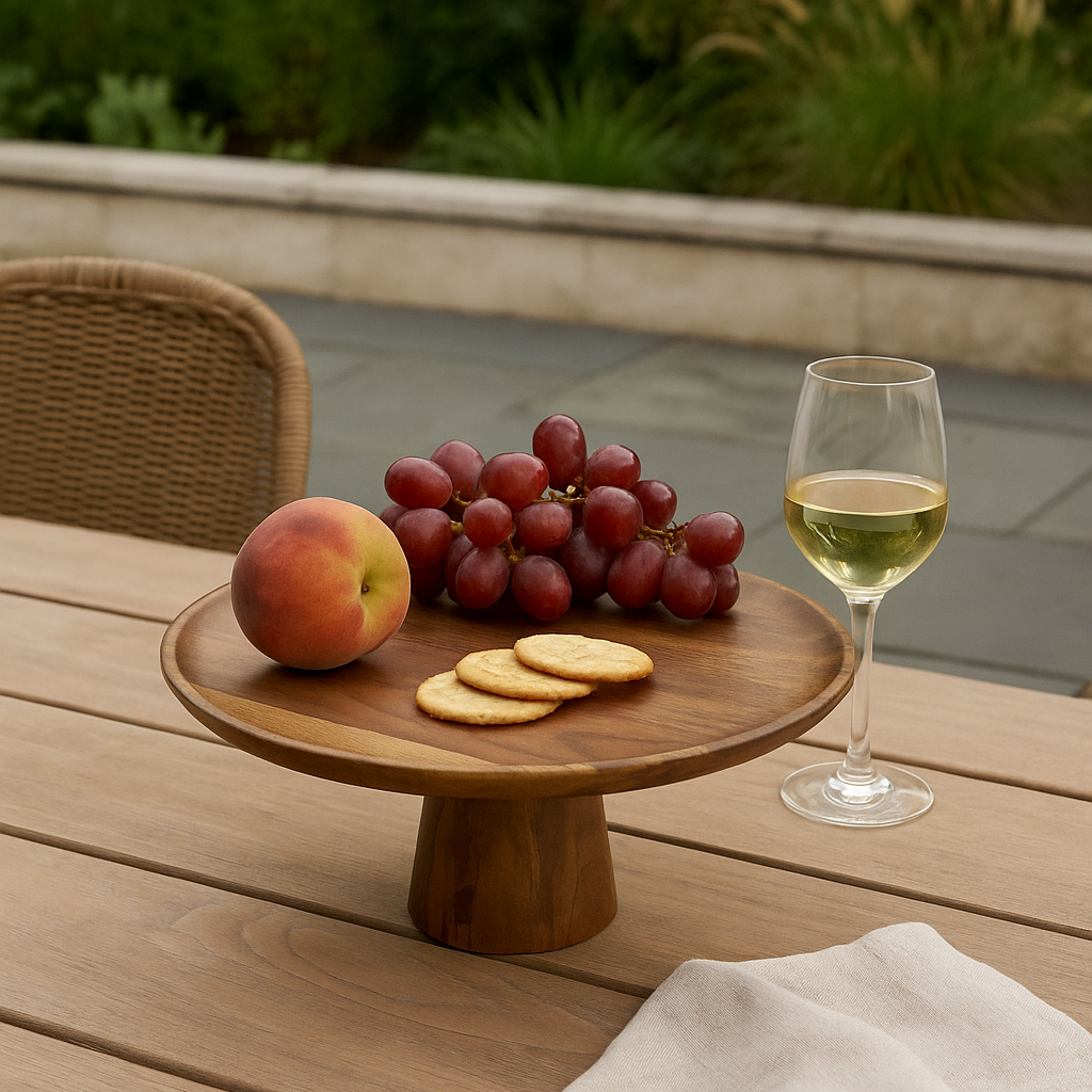 Assiette / Plateau sur pied en bois d'acacia CASSY