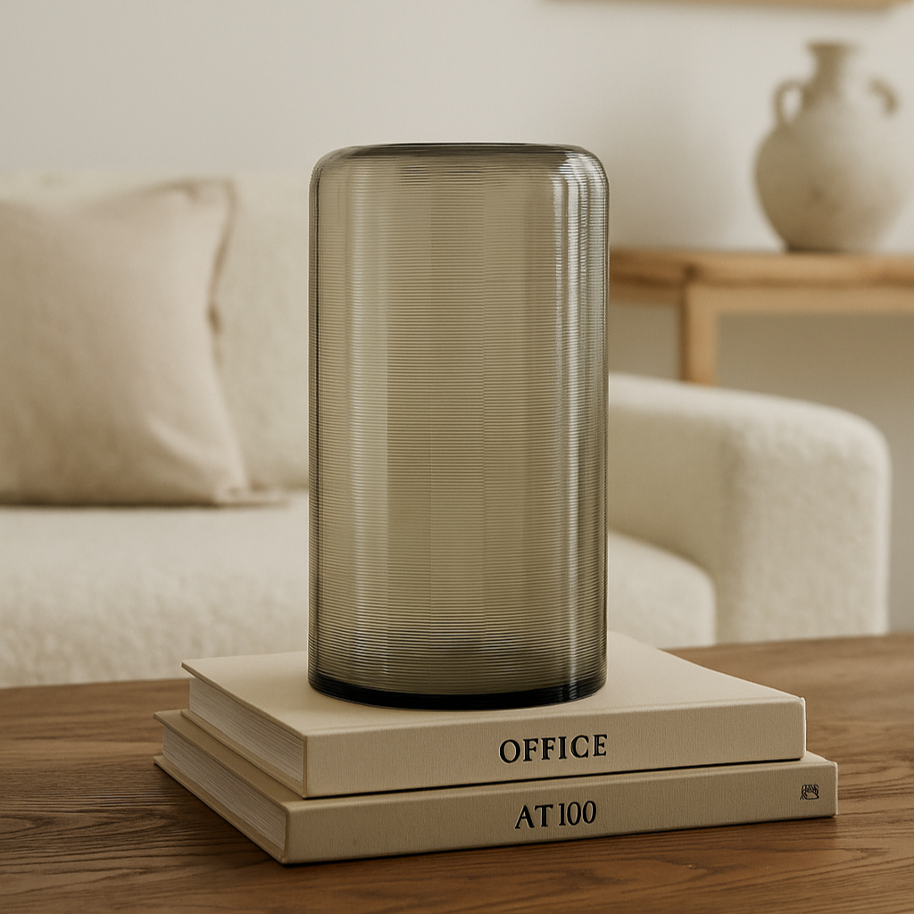 Vase nervure fumé gris MILO