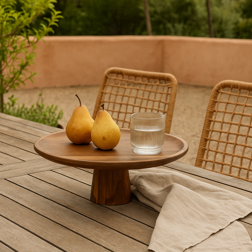 Assiette / Plateau sur pied en bois d'acacia CASSY