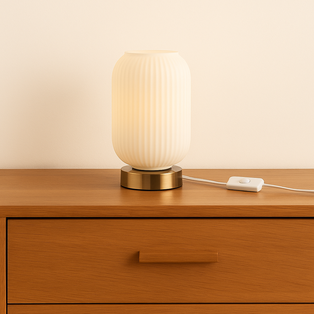 Lampe en verre nervuré & base laiton ASTRE