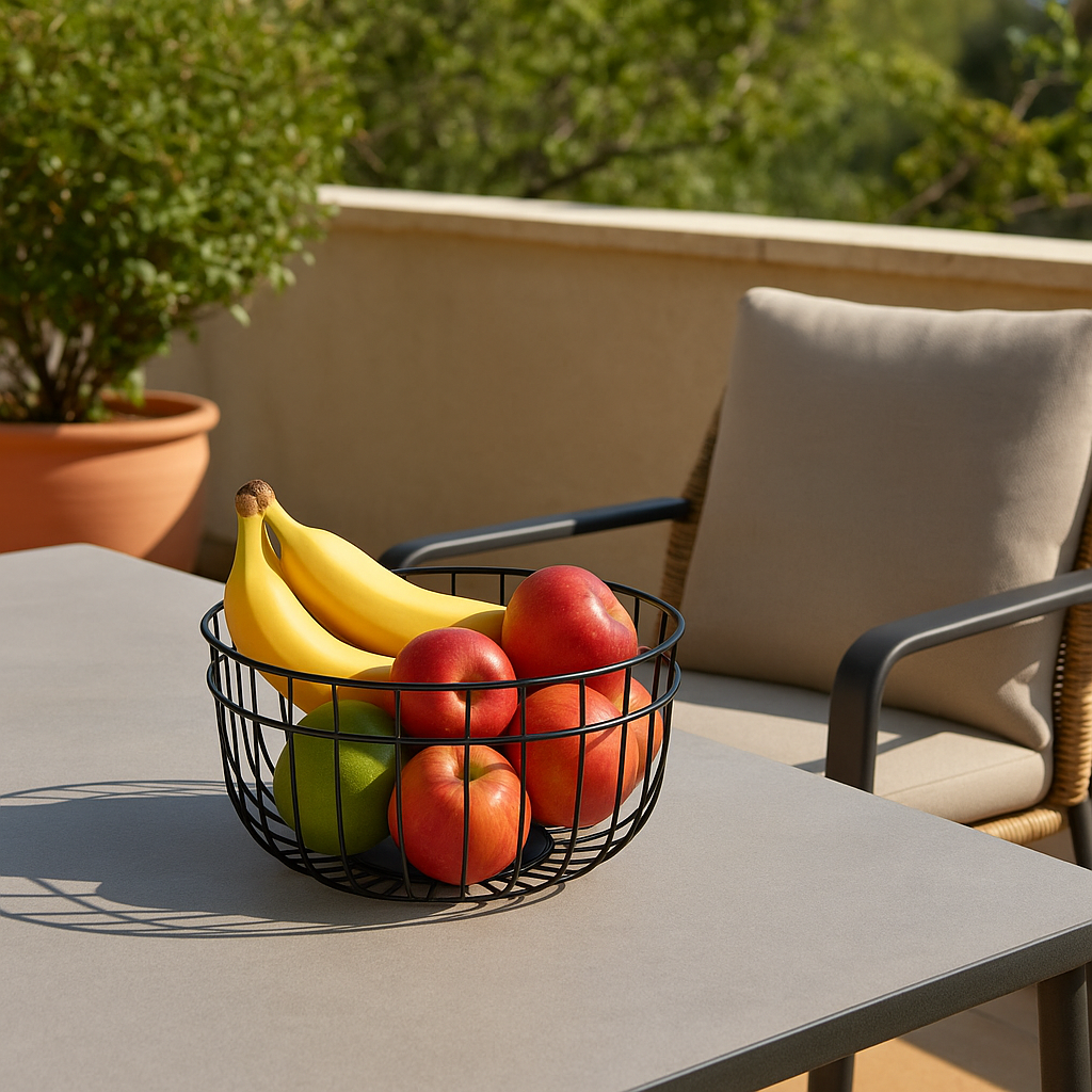 Coupe à fruits en métal noir