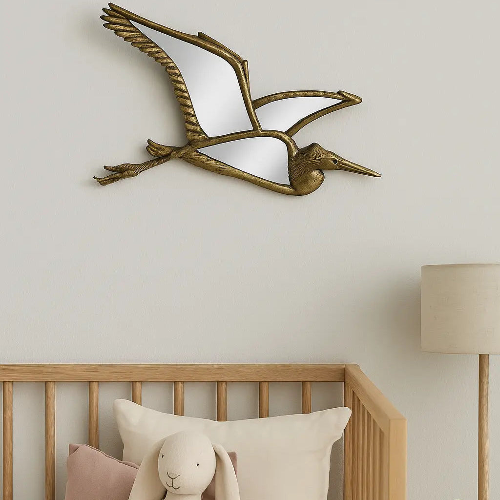 Miroir décoratif oiseau doré