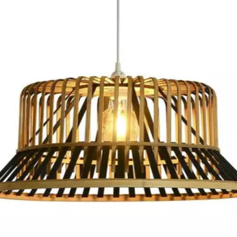 Suspension en bambou tressé beige et noir LILABY