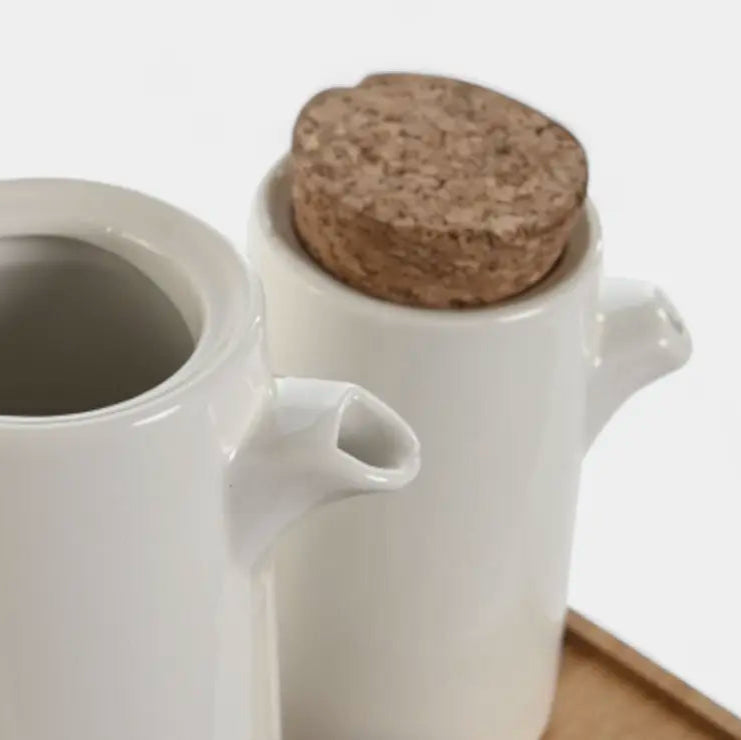 Duo de huiliers en céramique beige KALE