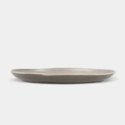 Assiettes plates taupe AMANDA (Lot de 4)