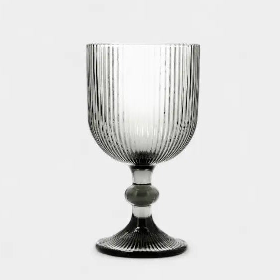 Verres sur pied rayé en verre fumé, GARONNE