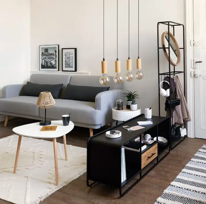 Suspension style industriel en bois LAURA