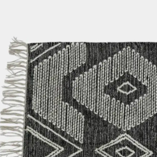 Tapis motifs géométriques noir et blanc, TONY - 160 x 230