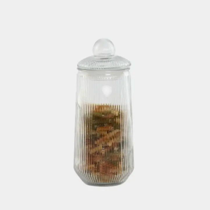 Boîtes striées style bonbonnière en verre KOUMI (3 unités)