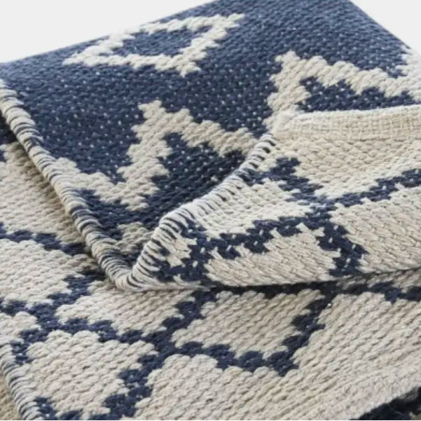 Tapis bleu et blanc réversible TANGI - 120 x 180