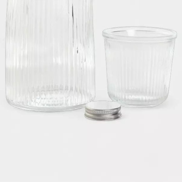 Bouteille d’eau en verre strié avec verre intégré CLARA