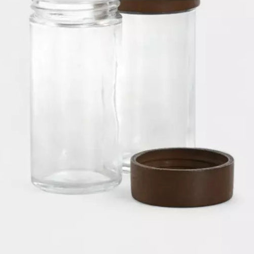 Pots à épices en verre et bois d'acacia SOLINE