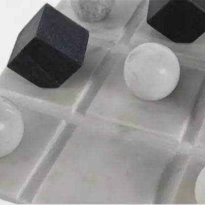 Jeu de morpion en marbre blanc et noir ELLIOT