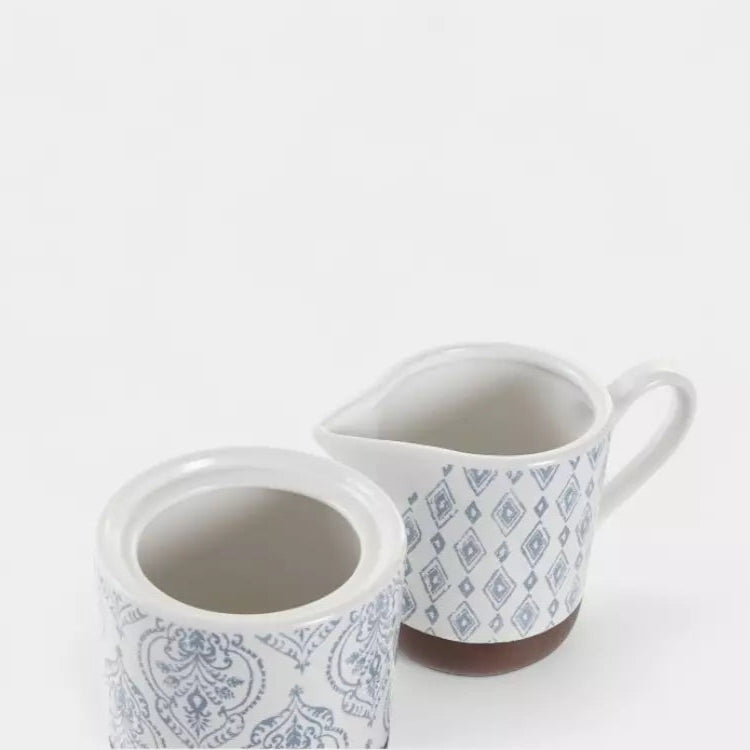 Set THALIE – Crémier & Sucrier en grès décoré