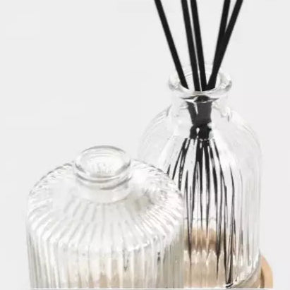 Ensemble de bain en verre strié transparent ELOISE