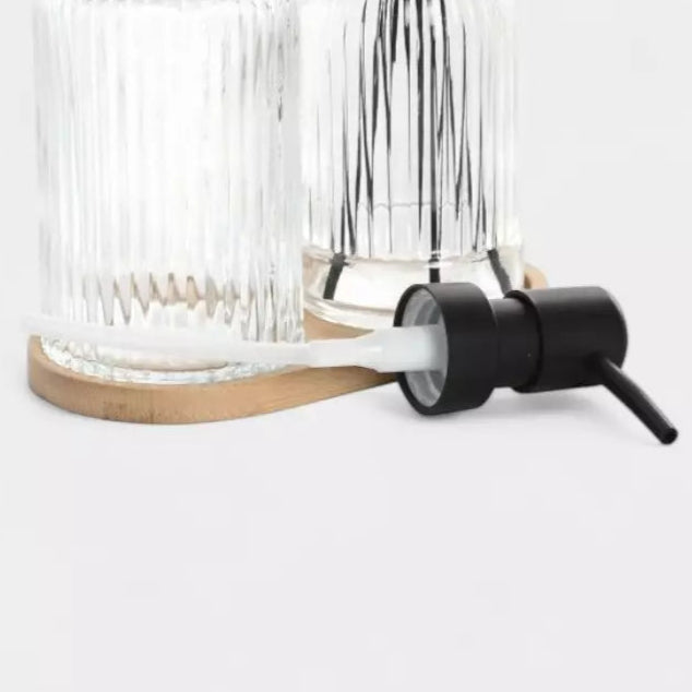 Ensemble de bain en verre strié transparent ELOISE