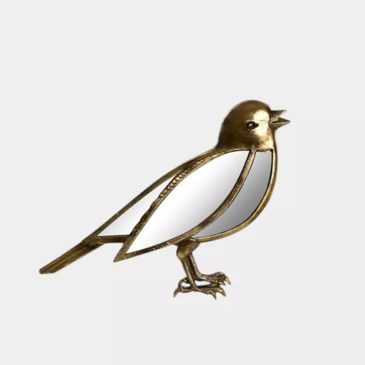 Miroir décoratif doré en forme d’oiseau