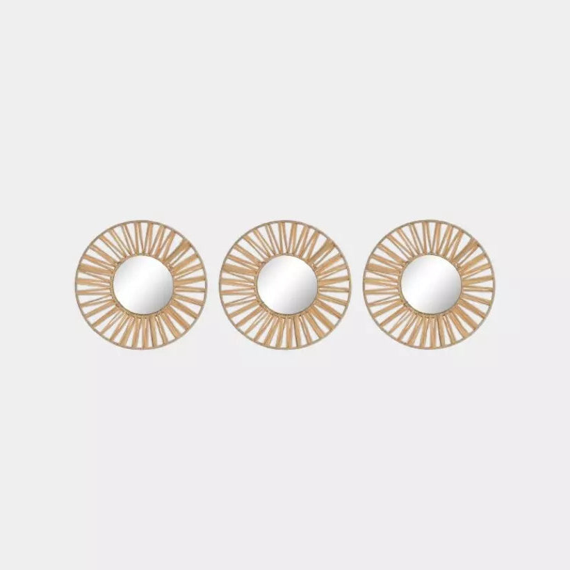 Miroirs décoratifs en raphia MIA – Lot de 3