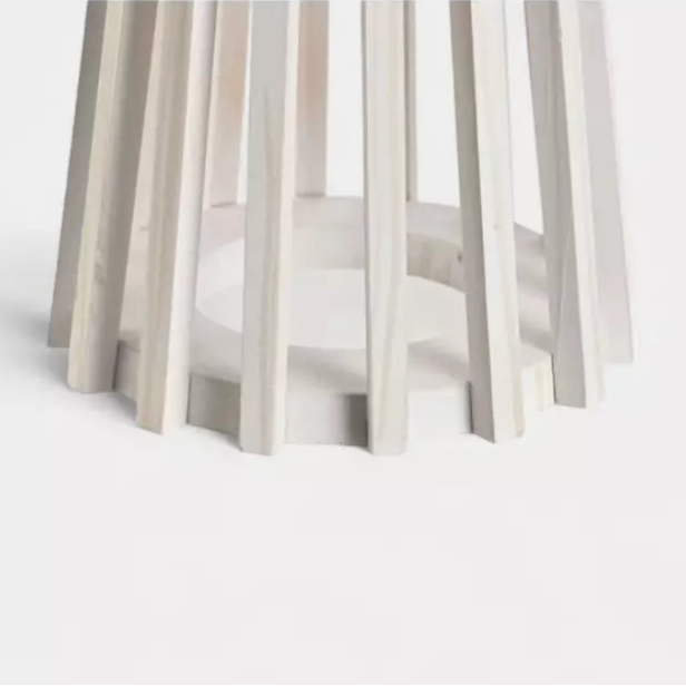 Lampe de table en bois blanc avec abat-jour tissu SOLANE