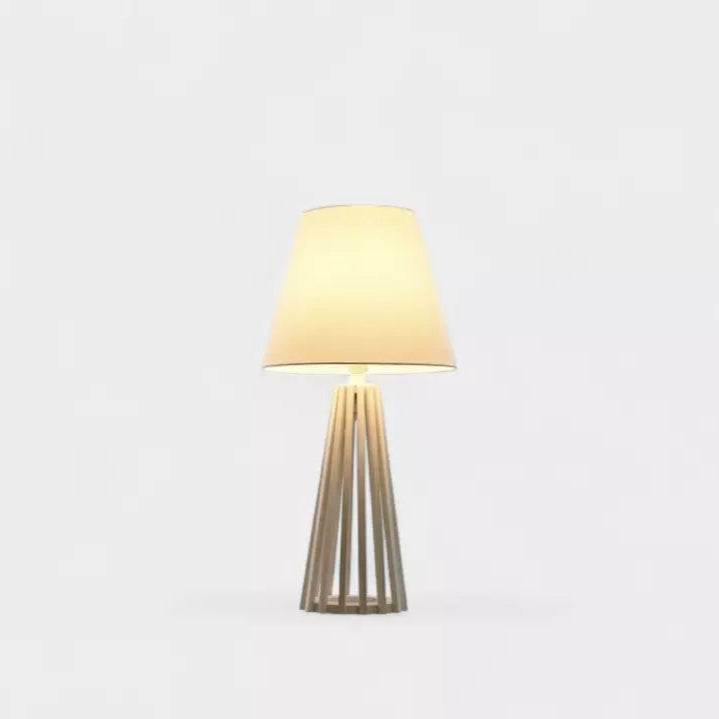 Lampe de table en bois blanc avec abat-jour tissu SOLANE