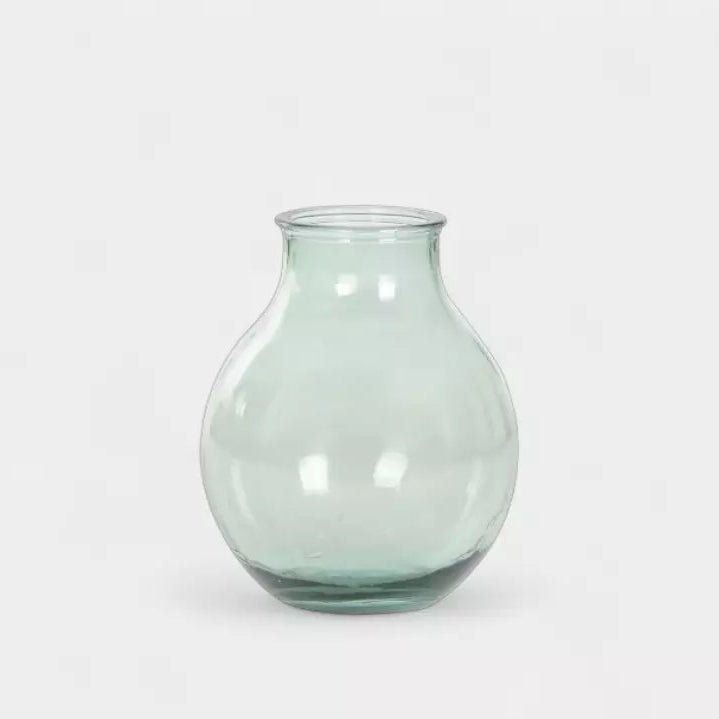 Vase en verre soufflé vert transparent CALYPSO
