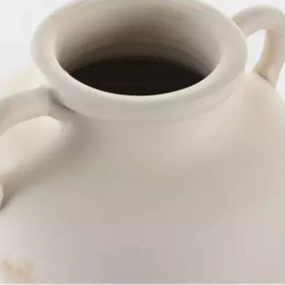 Grand vase artisanal en terre cuite beige avec anses MIRA