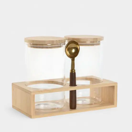 Set de boîtes en verre et bambou KAMELA