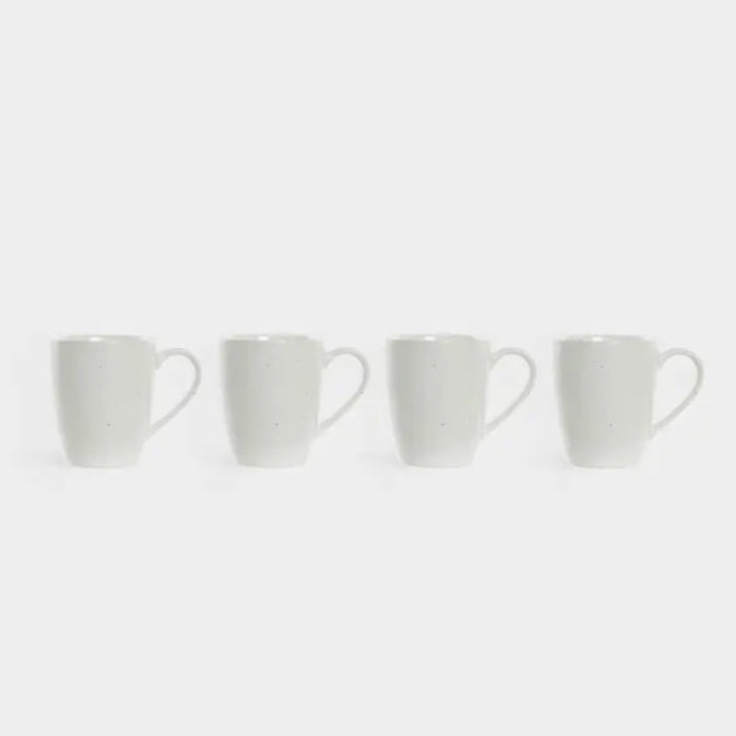 Ensemble de 4 mugs DKD Home Decor Blanc Naturel Bois d'hévéa Grès 300 ml 19 x 13 x 31 cm