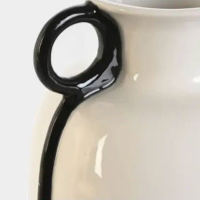 Vase en céramique bicolore blanc et noir VASOR L