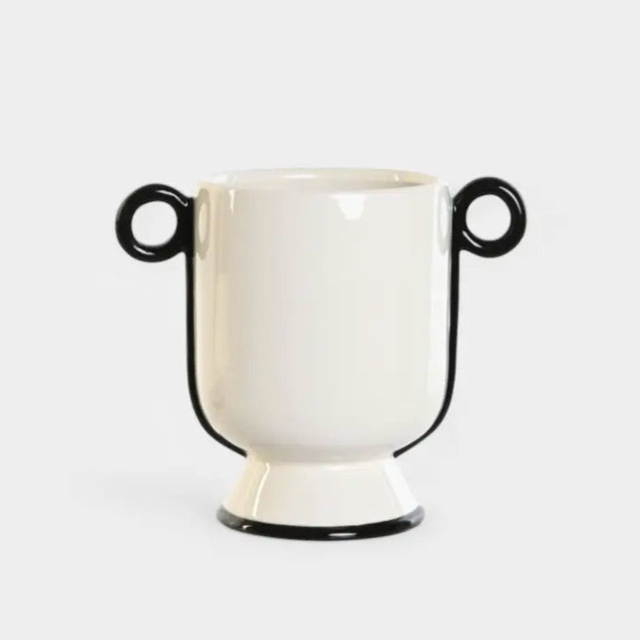 Vase en céramique bicolore blanc et noir VASOR S