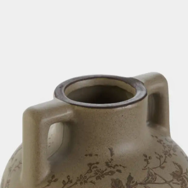 Vase en grès brun à motif végétal VAELIA S