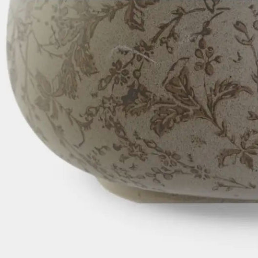 Vase en grès brun à motif végétal VAELIA XS