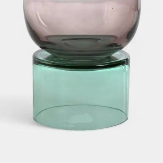 Vase en verre bicolore bleu et mauve VIOLLA