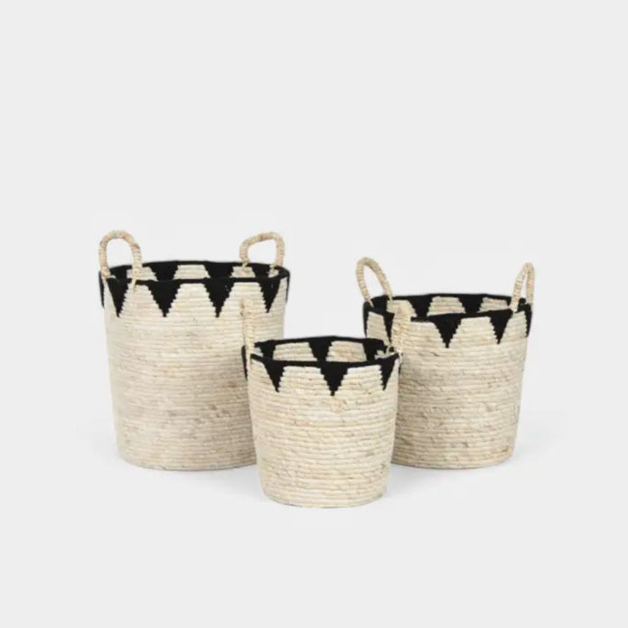Set de 3 paniers en fibre naturelle bohème ROKO