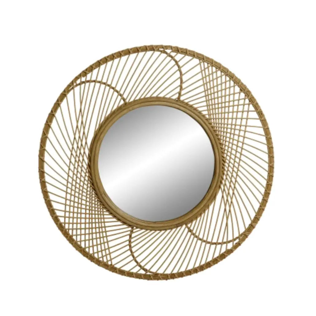 Miroir rond en rotin graphique MOSA