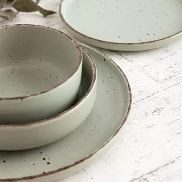 Set de 6 assiettes creuses en céramique vert ALBA