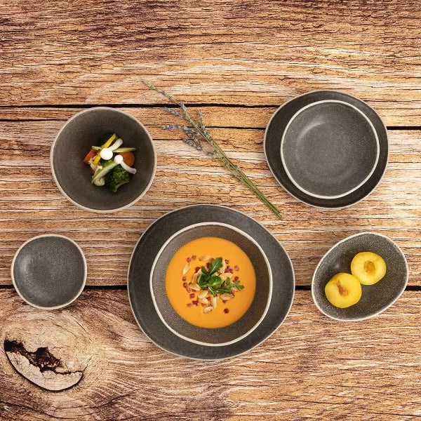 Assiettes plates taupe AMANDA (Lot de 4)