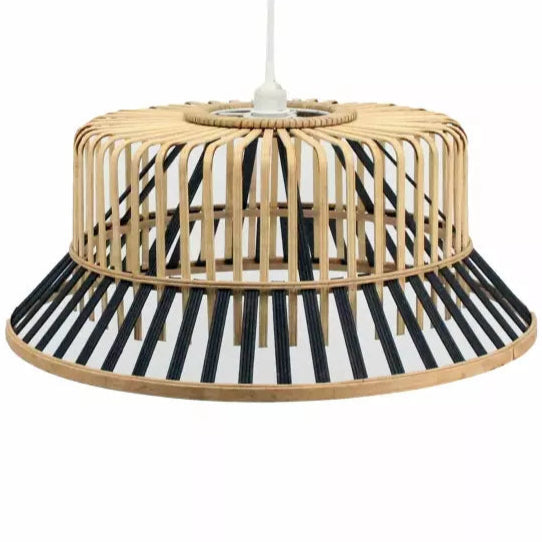 Suspension en bambou tressé beige et noir LILABY