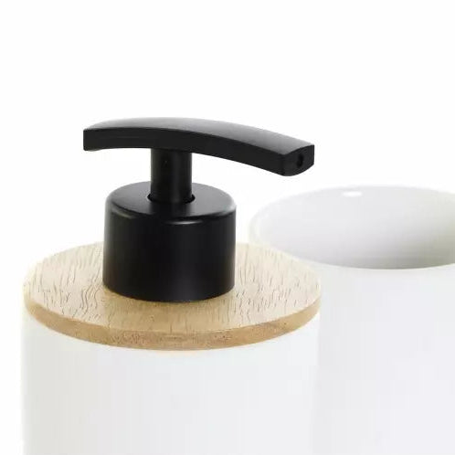 Ensemble de bain céramique blanc & bambou BALOO