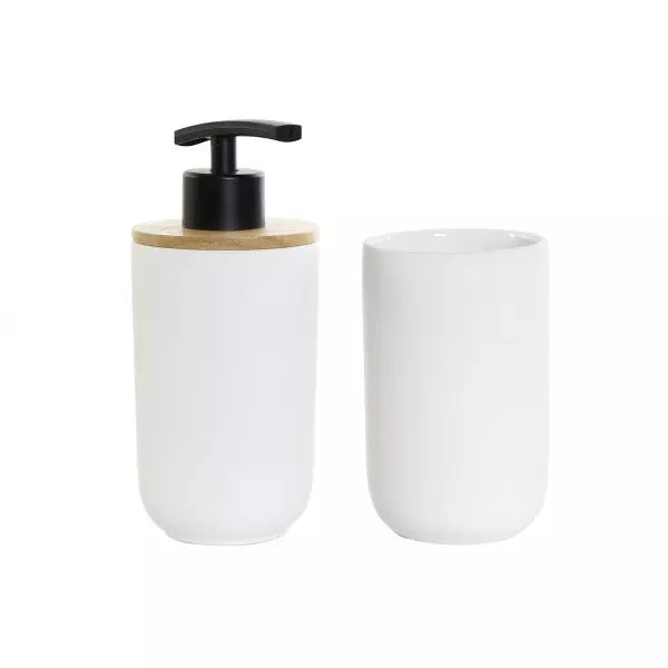 Ensemble de bain céramique blanc & bambou BALOO